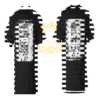 One Spooky Cna Halloween Messy Bun Bleached For Nurse Rn T-Shirt - Monsterry