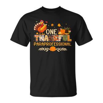 One Thankful Paraprofessional Turkey Autumn Thanksgiving T-Shirt - Monsterry