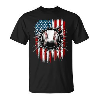 Patriotic Baseball 4Th Of July Usa American Flag Boys T-Shirt - Monsterry DE