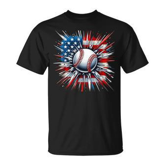 Patriotic Baseball Usa American Flag Boy 4Th Of July T-Shirt - Monsterry