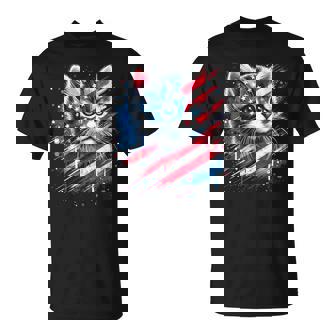 Patriotic Kitten Or American Flag Inspired Cat T-Shirt - Thegiftio