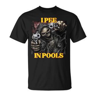 I Pee In Pools Cringe Hard Skeleton Meme T-Shirt - Geschenkecke