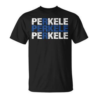 Perkele Finnish Flag Finland Suomi Distressed T-Shirt - Geschenkecke