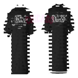 Pink Chicago Illinois Il Varsity Style On Chicago T-Shirt | Seseable CA