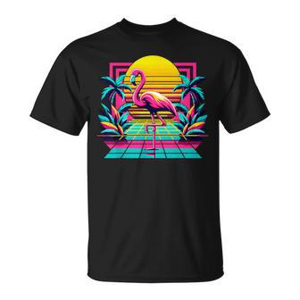 Pink Flamingo Palm Trees Tropical Summer T-Shirt - Monsterry CA
