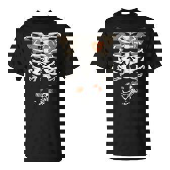 Pregnancy Skeleton Rib Football Bump T-Shirt - Monsterry