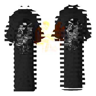 Pretty Skeleton Piano Player Loves Music Instruments T-Shirt - Monsterry