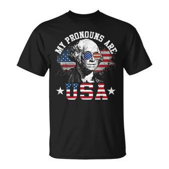 My Pronouns Are Usa 4Th Of July American Us Flag T-Shirt - Monsterry UK