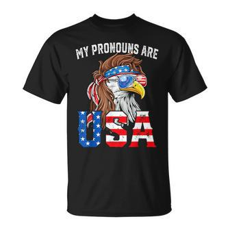 My Pronouns Are Usa Patriotic Eagle 4Th Of July T-Shirt - Monsterry UK