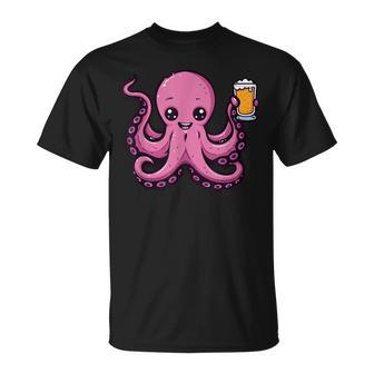 Pulpo Con Cerveza Fiesta Divertida Para Beber Camiseta unisex - Regaloses