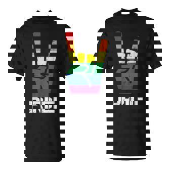 Rainbow Rock Hand Sign Pride Punk Gay Flag Lgbtq Women T-Shirt - Thegiftio UK