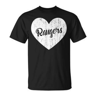 Rangers School Sports Fan Team Spirit Mascot Heart T-Shirt - Monsterry AU