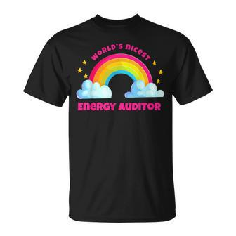 Regenbogen Retro World's Netteste Energie Auditor T-Shirt - Seseable