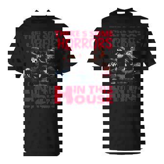 There's Some Horrors In This House Horror Characters T-Shirt | Mazezy