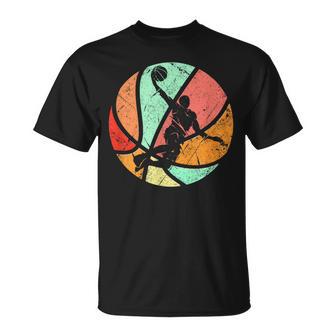 Retro Basketball Player Dunk Silhouette T-Shirt - Seseable