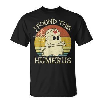 Retro I Found This Humerus Halloween Ghost Nurse Humorous T-Shirt - Thegiftio UK