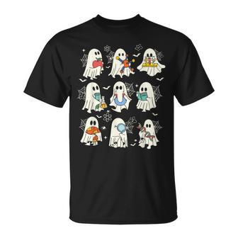 Retro Halloween Science Teacher Ghost Laboratory Teacher T-Shirt - Thegiftio
