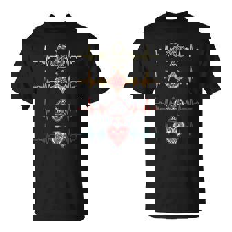 Retro Heartbeat Playing Cards Gambling Poker Casino T-Shirt - Thegiftio UK