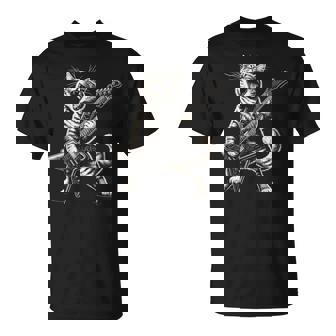 Rock And Roll Cat Playing Guitar Guitar Cat T-Shirt - Monsterry
