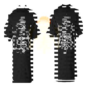 Rocker Skeleton Rock On Hand Halloween Skeleton Boys Kid T-Shirt | Mazezy