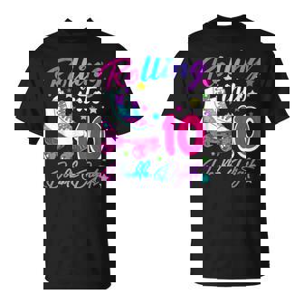 Rolling Into 10 Double Digits Roller Skates 10Th Birthday T-Shirt | Mazezy