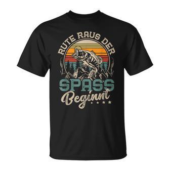 Rute Raus Der Spass Beginnt Fishingintage Angler T-Shirt - Geschenkecke