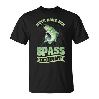 Rute Raus Der Spaß Beginnt Lustiger Angler Angeln Slogan T-Shirt - Geschenkecke