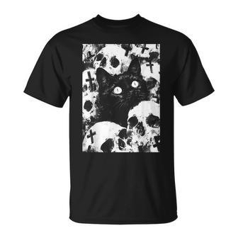 Satanic Occult Cat Goth Grunge Metal Crust Punk T-Shirt - Geschenkecke