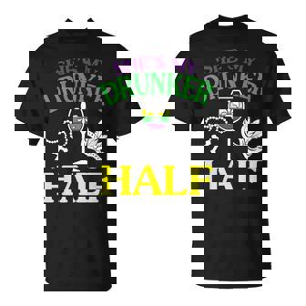 Shes My Drunker Wine Bling Beads Wine Half Mardi Gras T-Shirt - Thegiftio