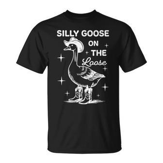 Silly Goose On The Loose Cowgirl Western Cowboy Goose T-Shirt | Seseable UK
