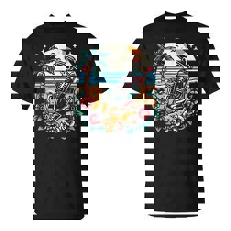 Skeleton On The Beach Traditional Tattoo Artist Inked T-Shirt - Thegiftio UK