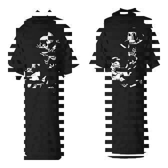 Skeleton Chasing Dog Skeleton And Puppy For Halloween T-shirt - Monsterry
