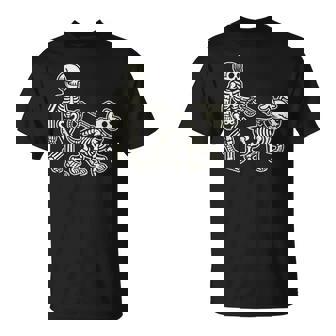 Skeleton Leads Dog Skull Pet For Halloween Costume T-Shirt - Monsterry