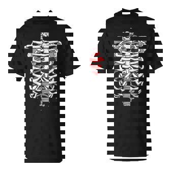 Skeleton Rib Cage Heart Xray Halloween Easy Costume T-Shirt - Monsterry