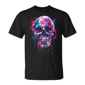 Skeleton Skull Biker Rocker Skull Punk Rock T-Shirt - Geschenkecke