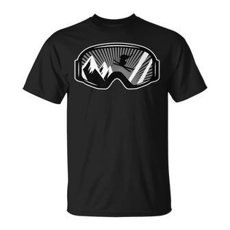 Ski Touring Mountains Heartbeat Ski-Goggle Skiing T-Shirt - Monsterry