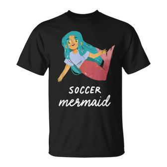 Soccer Mermaid Girl Sports Birthday Party Theme T-Shirt - Monsterry