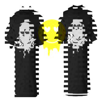 Sonrisa Amarilla Derretida Divertida Sonriente Derretida Cara Goteando Linda Cuello Camiseta unisex - Regaloses