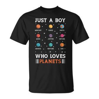 Space Just A Boy Who Loves Planets T-Shirt - Monsterry