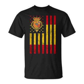 Spanish Flag Espana Crown American Flag Spanish Roots T-Shirt - Thegiftio