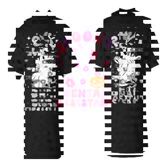 Spooky Dental Assistant Halloween Dental Assisting Groovy T-Shirt - Thegiftio UK