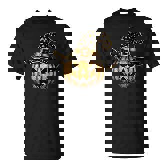 Spooky Halloween Gold Pumpkin Jack O Lantern T-Shirt - Monsterry