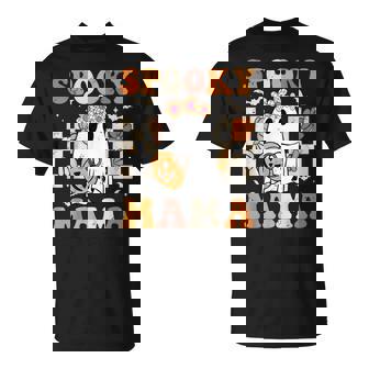 Spooky Mama Groovy Vintage Ghost Family Halloween Costumes T-Shirt - Monsterry