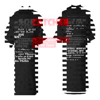 Squatting Behind Home Plate Baseball Catcher Definition T-Shirt - Thegiftio UK