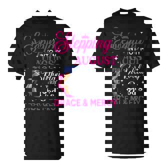 Stepping Into My August Girls High Heels Birthday T-Shirt - Thegiftio UK