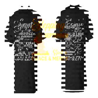 Stepping Into My September Birthday Religious Afro Woman T-Shirt - Thegiftio UK
