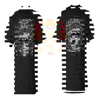 Sugar Skull Day Of The Dead Dia De Los Muertos Halloween T-Shirt | Mazezy