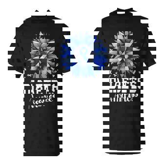Sunflower Diabetes Awareness Blue Ribbon Diabetes Warrior T-Shirt - Monsterry