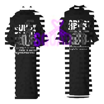 Support Squad Alzheimers Awareness Wear Purple Ribbon T-Shirt - Thegiftio