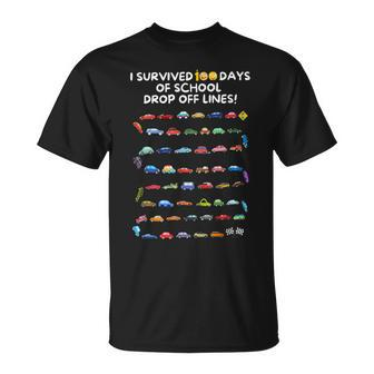 I Survived 100 Days Of School Drop Off Lines 100 Days T-Shirt - Monsterry CA